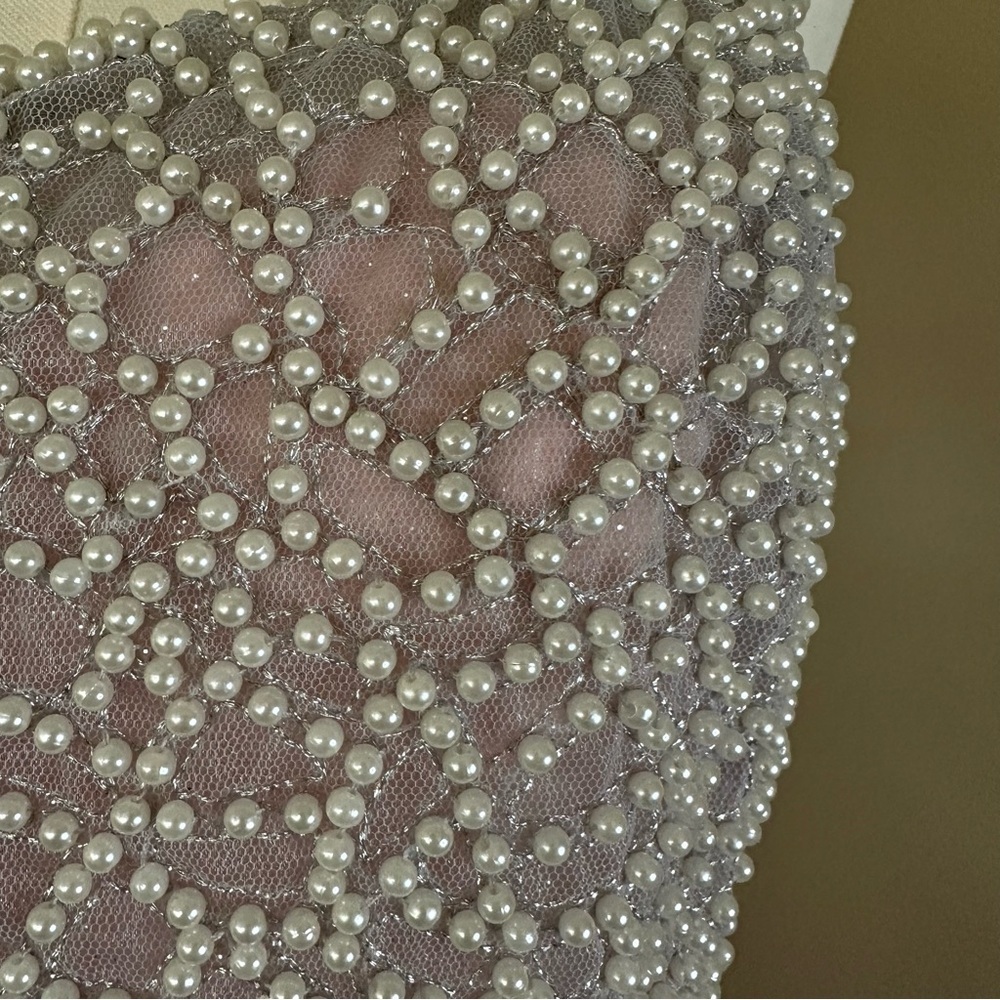 NEW Sparkly Pink Beaded Dress Pearls Junior 7 Balletcore Fairy Feminine Homecomi - Picture 8 of 10